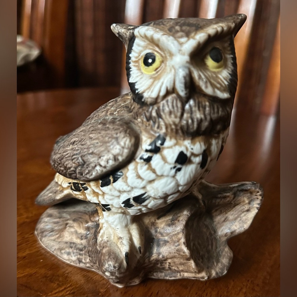 Vintage HOMCO Owl Figurine Ceramic Woodland Bird Cottage Cabin Decor